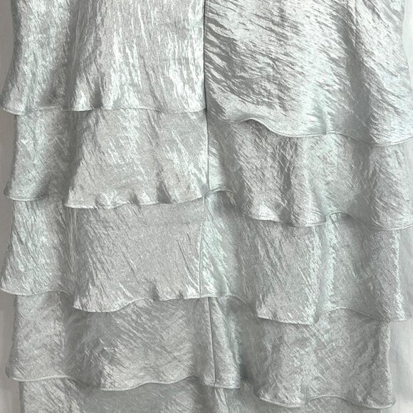 Elegant Davids Bridal Silver Tiered Ruffle Cocktail Dress 14 Mother of Bride - Picture 9 of 13